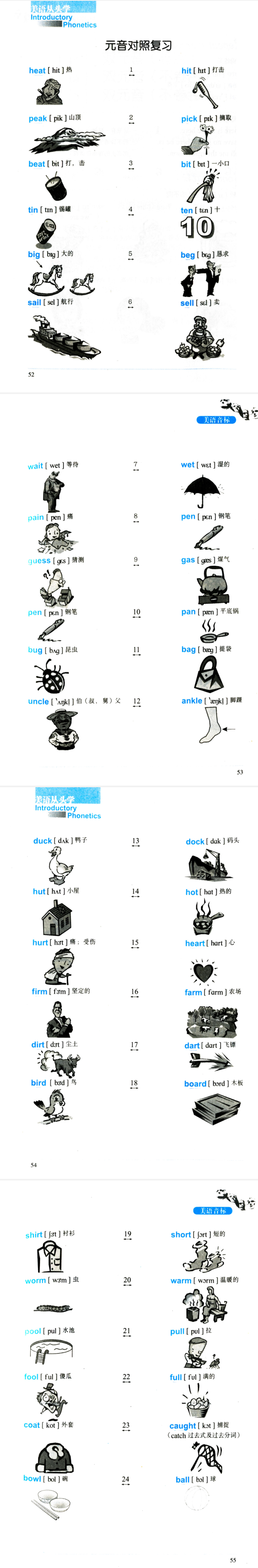 元音对照复习