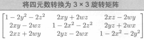 四元数转换为矩阵