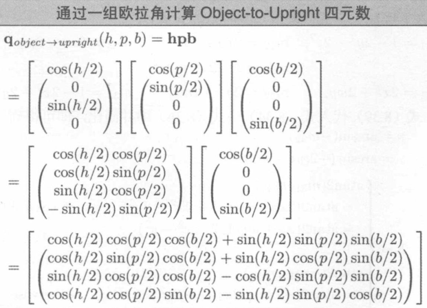 欧拉角转换为对象空间到直立空间的四元数